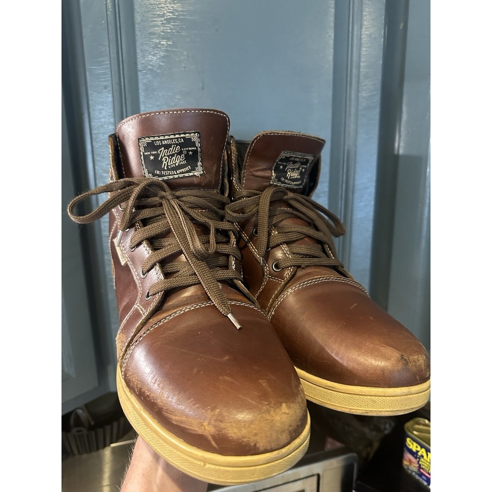 Indie Ridge Men's Waterproof High Top Boots Size 10.5 Brown Motorcycle Casual
